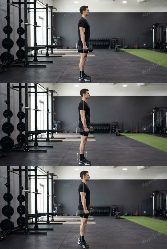 Calf Raise, male athlete, 3 sequential frames