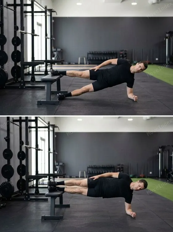 Copenhagen Plank, male athlete, 2 sequential frames