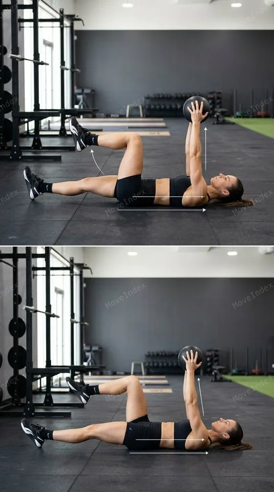 Dead Bug, female athlete, 2 sequential frames
