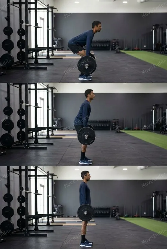 Deadlift, male athlete, 3 sequential frames
