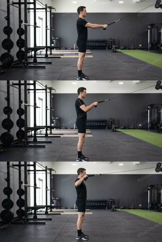 Face Pull (Cable), male athlete, 3 sequential frames