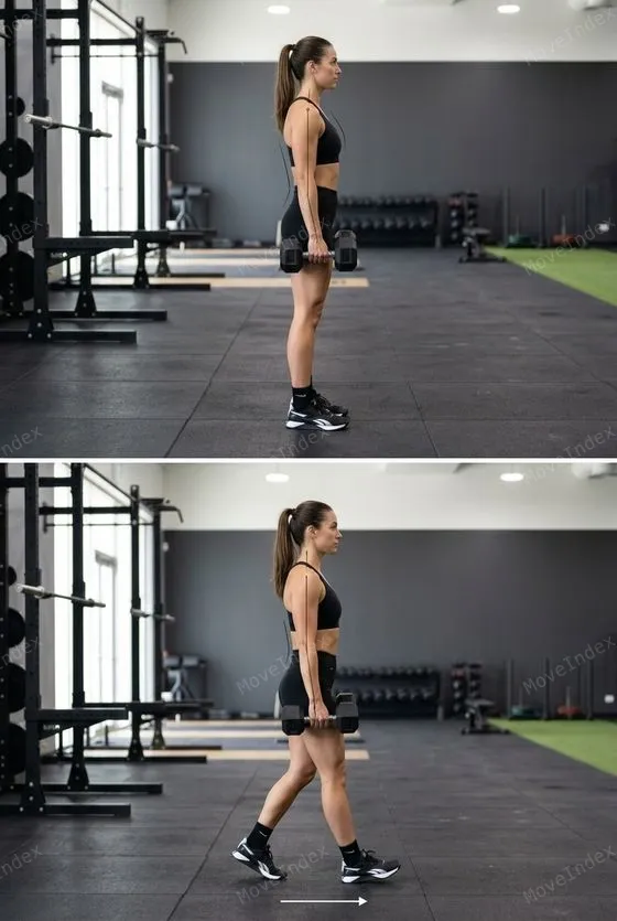 Farmer Carry, female athlete, 2 sequential frames
