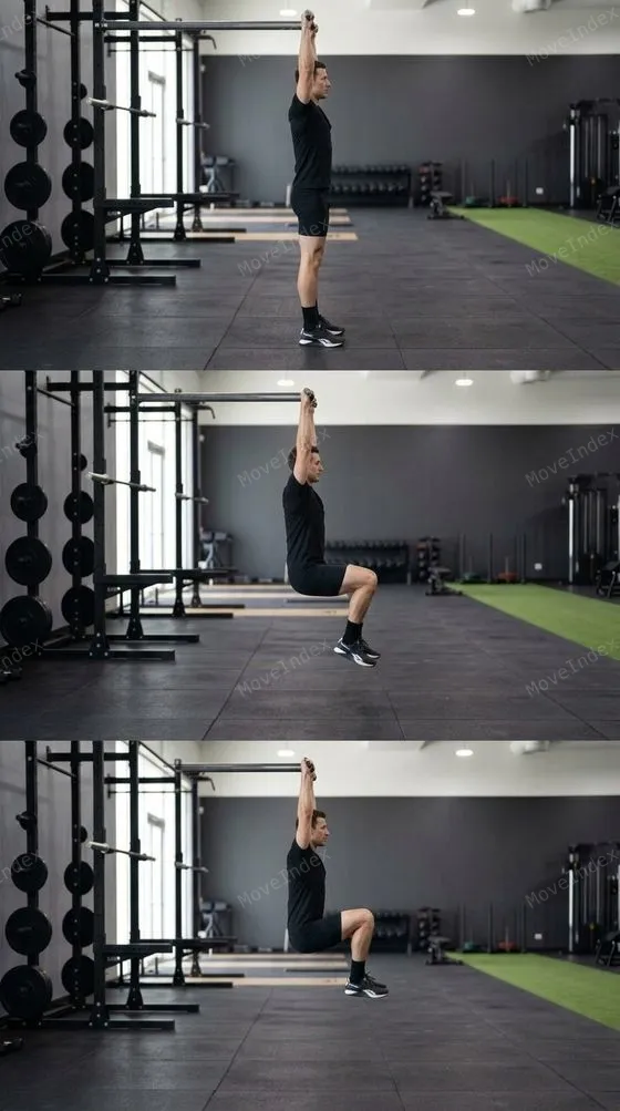 Hanging Knee Raise, male athlete, 3 sequential frames
