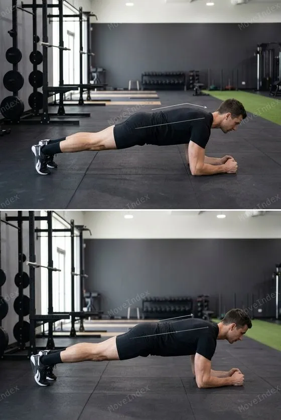 Plank, male athlete, 2 sequential frames