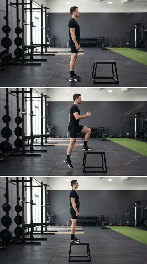 Step-Up, male athlete, 3 sequential frames