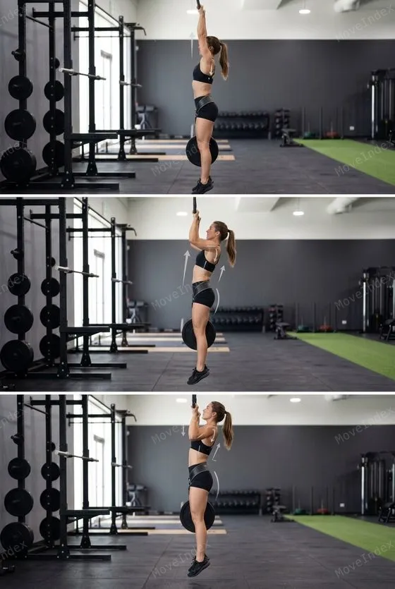 Weighted Pull-Up, female athlete, 3 sequential frames